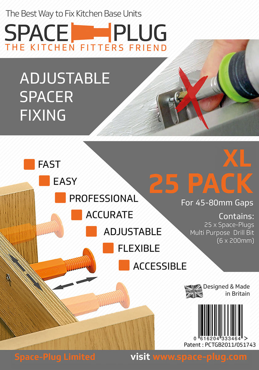 Space-Plug XL Adjustable Spacer Fixing | Deep Void Cabinet Fixing 45 ...